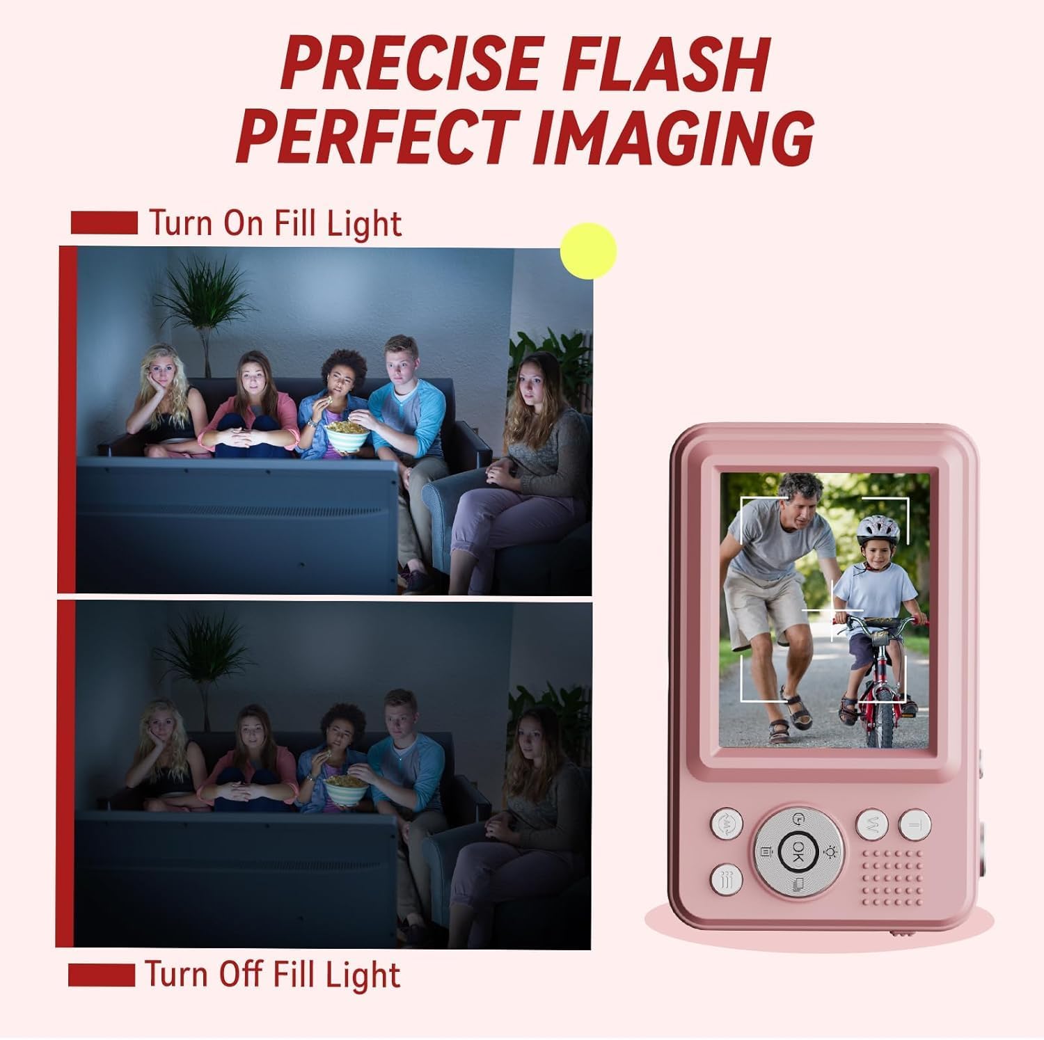 Appareil Photo Numérique FHD 1080p, Zoom 16x, Appareil Photo Compact avec Batterie De 1300 mAh, Écran De 2,4 Pouces,Appareils Photos Enfants Cadeau De Noël pour Enfants.
