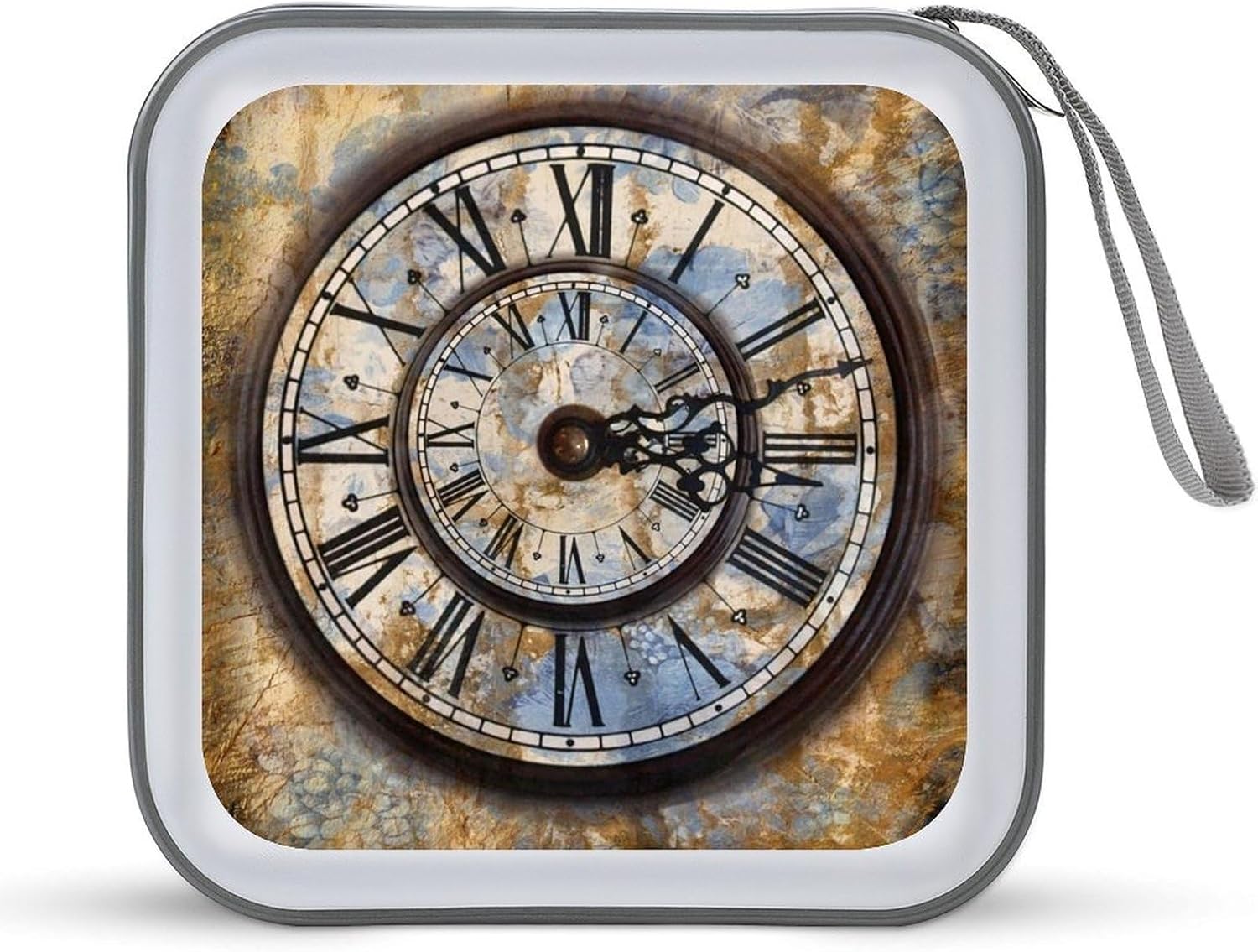 Steampunk Clock CD Case Holder 40 Capacity DVD Case Wallet Portable Hard Plastic Disc Cases Storage Binder Large Storage Disc Wallet Bag with Zippers for Car Home Office Travel