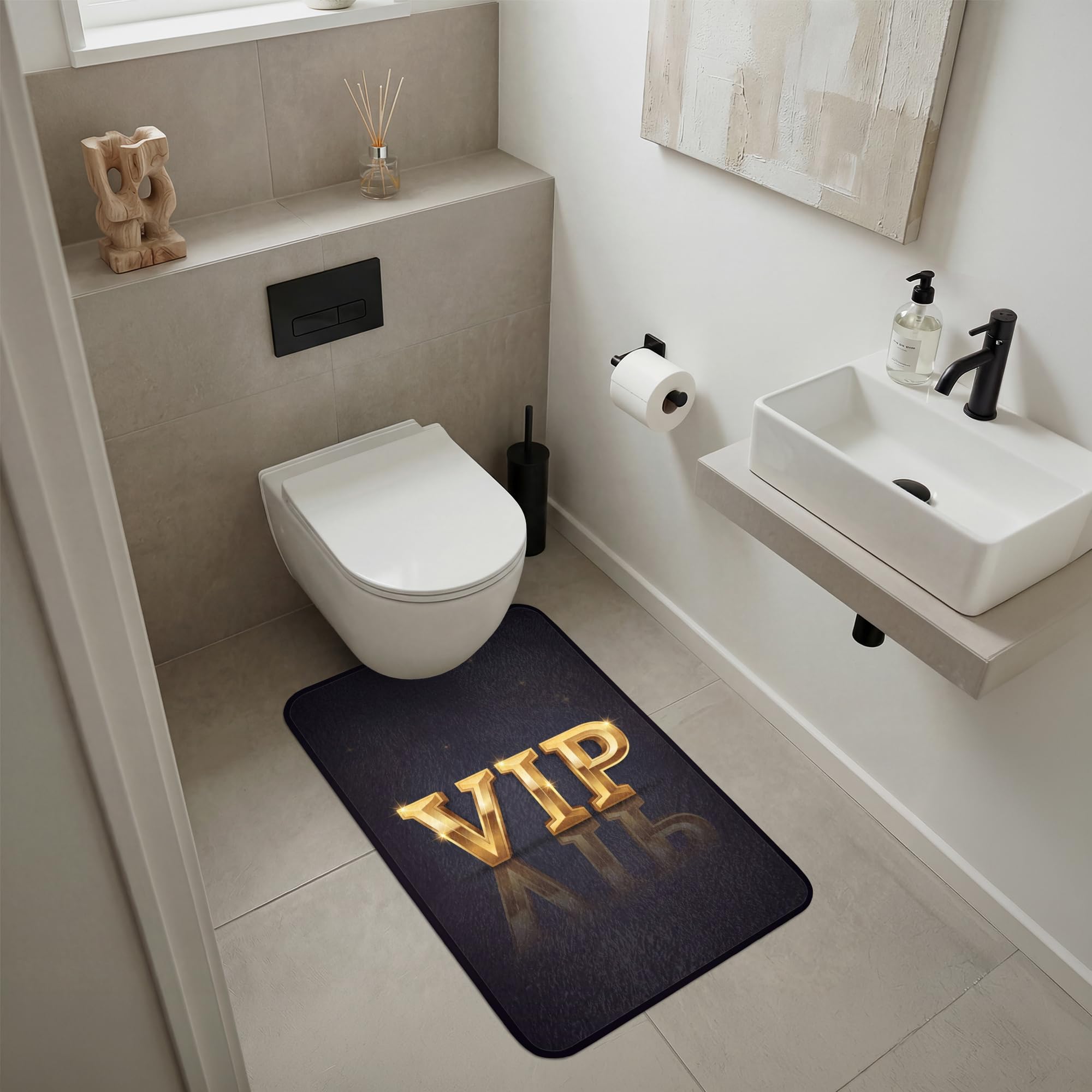Alfombras Baño Rectangular 60x90 cm Alfombra Ducha Lavable Tapete Bath Mat Non Slip Antideslizante Bathroom Decoracion Shower VIP - Oro - Destello
