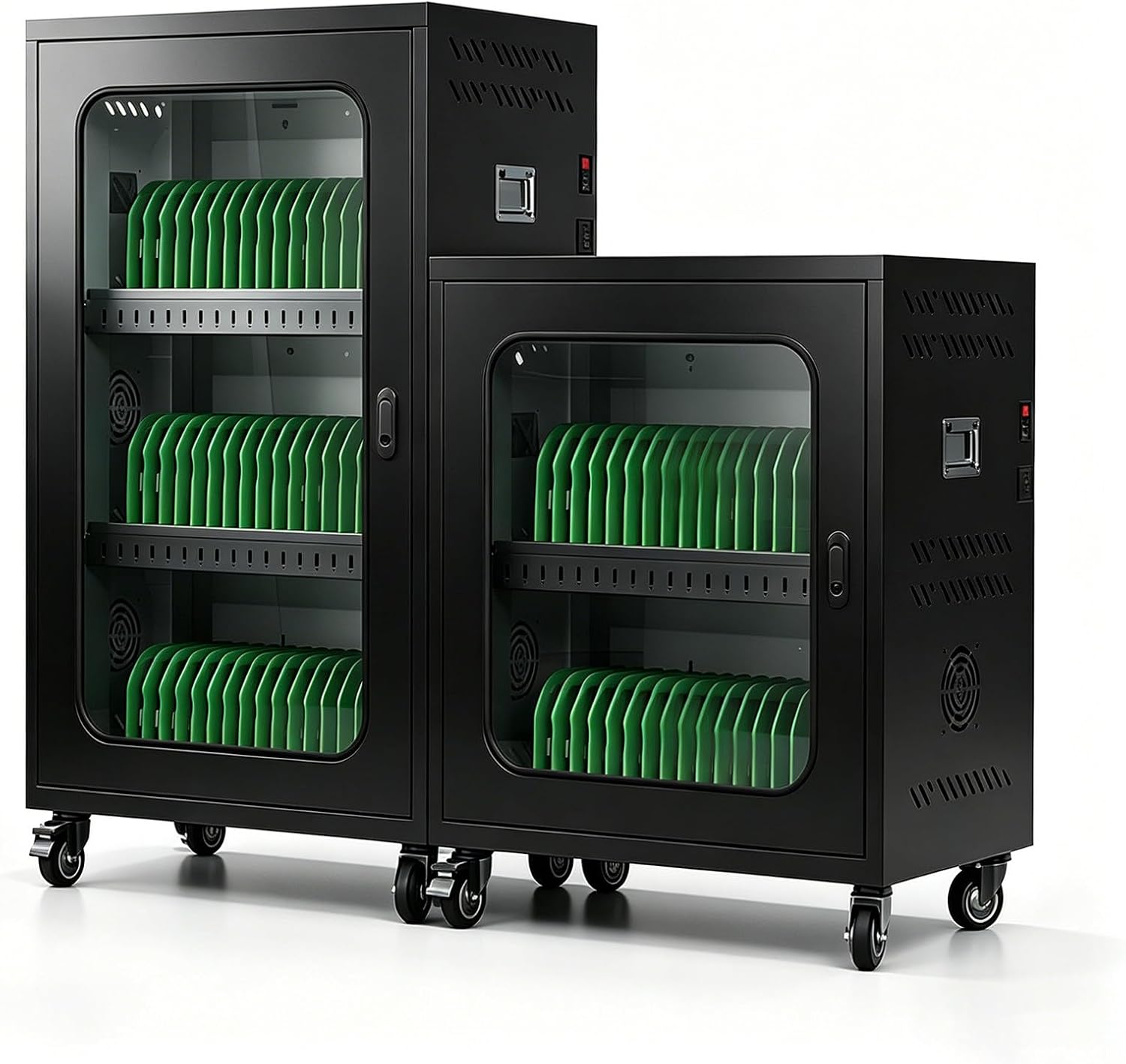 Rechargeable Mobile Phone Charging Cabinet, 20 30 40 50 60 Slots Cell Phones Charging Station Portable Cellphone Charging Cart with Combination Lock, for Students & Employees 40Port-Black