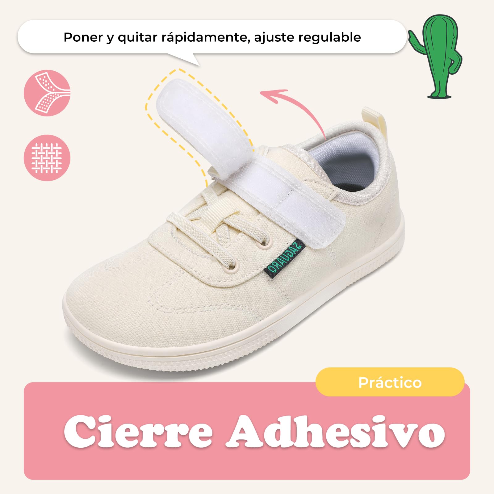 SAGUARO Zapatillas Barefoot Niña Deportivas Respetuosas con Puntera Ancha y Suela Zero Drop,Gr.25-35