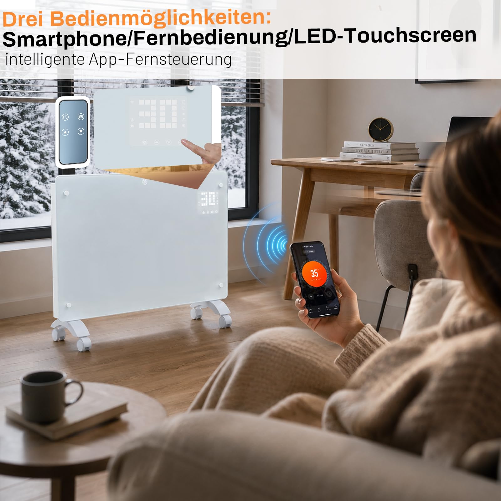Riscaldamento elettrico convettore 2500 W, da parete e da terra