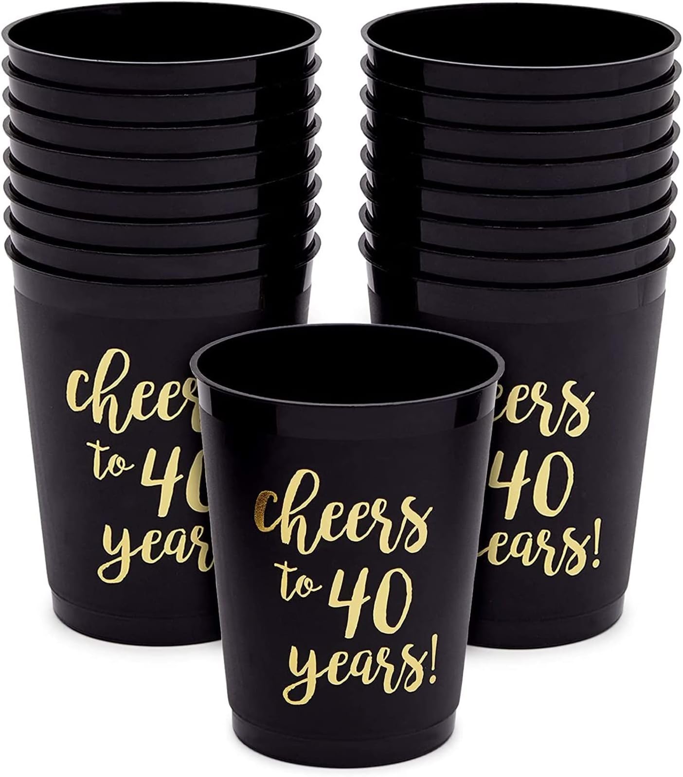 Sparkle and Bash16-Pack 40 Birthday Party Cups for Cheers to 40 Years Celebrations, 40th Birthday Decorations For Men Women, 16 oz