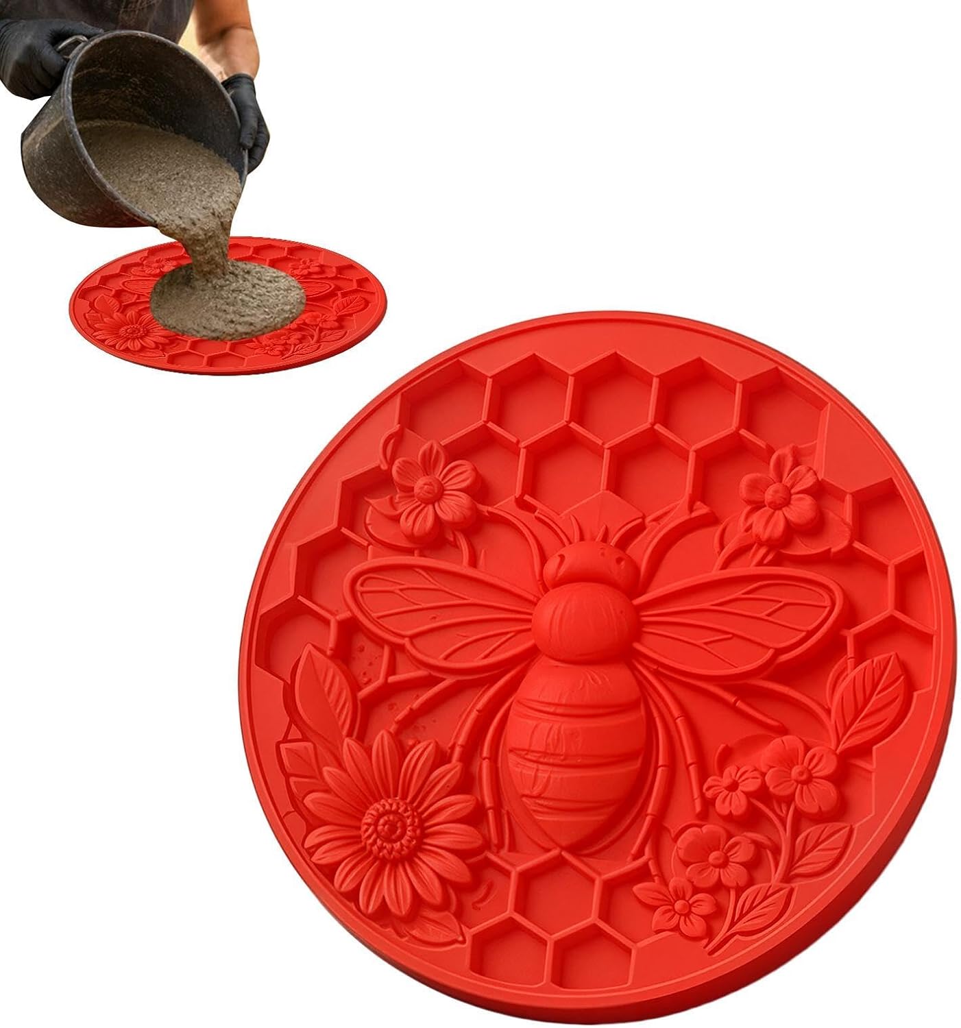Stepping Stone Molds, Round DIY Paver Mold, SteppinSunflower Concrete Mould | Round DIY Path Paver Cement, 25x25x1cm, Stepping Stone Molds, Sunflower Concrete Mold, for Outdoor Landscapes & Pathways