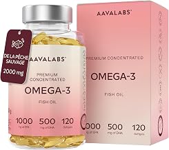 Omega 3 DHA EPA Wild Fish Oil 2000mg: 1000mg EPA + 500mg DHA per dose (2 capsules) - Omega3 Fish Oil Food Supplement Pure and Strong Concentration in Omega 3 and Vitamin E - 120 Capsules