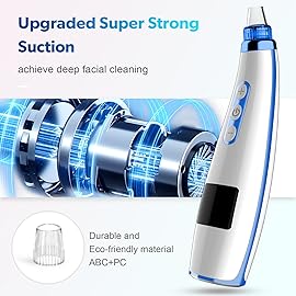 Blackhead Remover Pore Vacuum Upgraded Facial Pore Cleaner Electric Comedone Whitehead Extractor Tool-5 Suction Power,5 Probes,USB Rechargeable