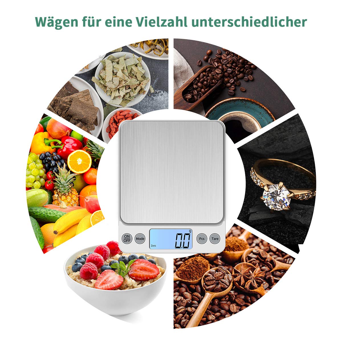 Upgrade Groß Digitale Küchenwaage USB Aufladen,5kg/0.1g Hochpräzise Digitalwaage Haushaltswaage,Mit Großer Edelstahl Wi egefläche Essenswaage, Einstellbare Abschaltzeit