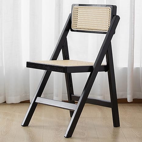Amazon おしゃれ 椅子 ダイニングチェア 籐製 通気性 折りたたみ 学習椅子 北欧 Folding Chair 折り畳み椅子 背もたれ付き 軽量 メッシュチェア 疲れない椅子 椅子 折りたたみ椅子 アウトドア 48 X 50 X 80cm Color Black 折りたたみチェア オンライン通販