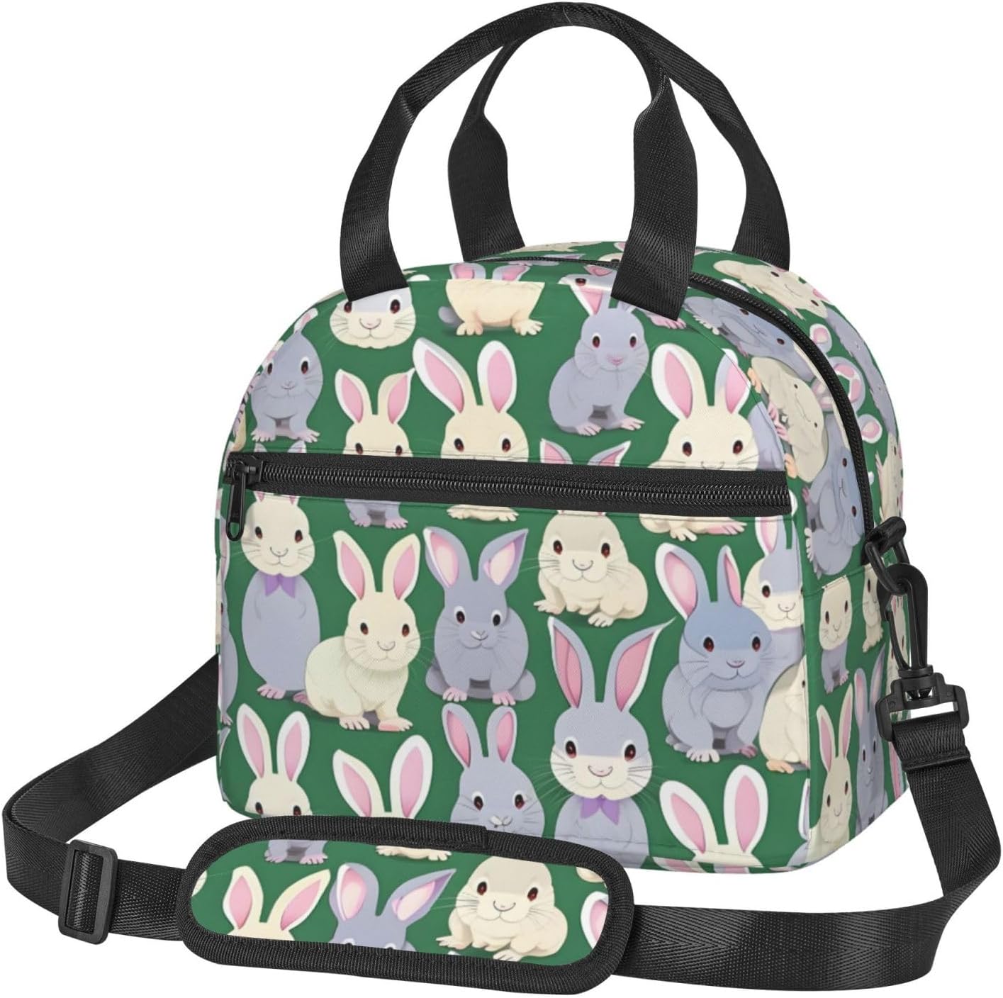 Many Bunny Cute Print Lunch Bags For Women,Leakproof Insulated Lunch Box, Adjustable Shoulder Strap For Work Picnic