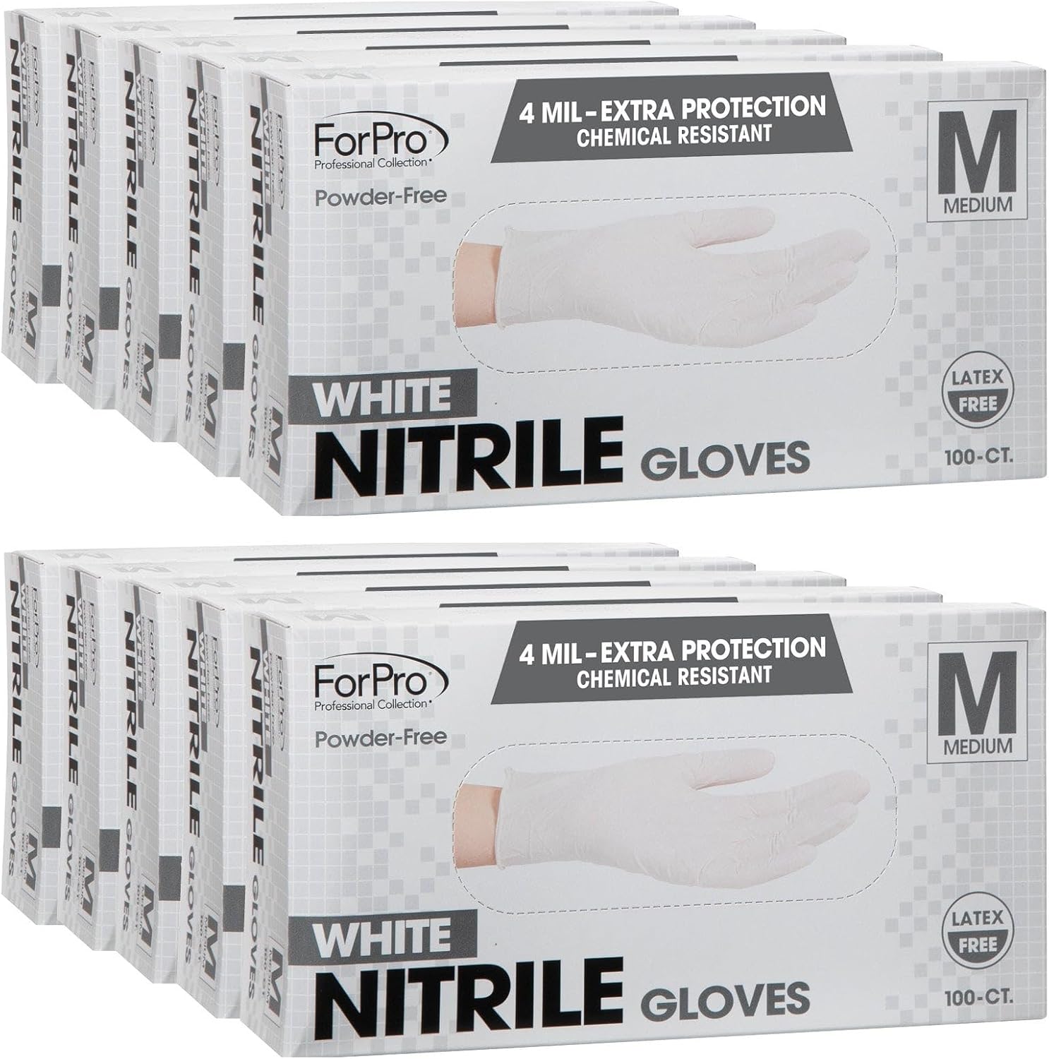 ForPro Disposable Nitrile Gloves, Chemical Resistant, Powder-Free, Latex-Free, Non-Sterile, Food Safe, 4 Mil
