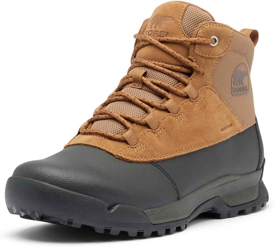 SOREL Men's Buxton Lite Lace Plus Waterproof Boot - Elk, Black - 11.5