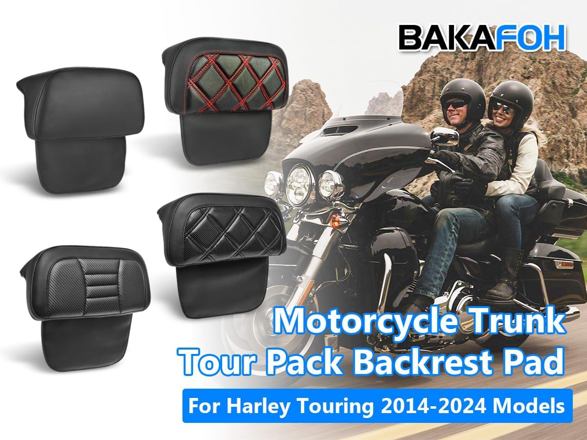 Chopped & Razor & King Tour Pack Trunk Backrest Pad Fit for Harley Street Glide FLHX Road Glide FLTRX Road King FLHR Electra Glide FLHT Tri Glide 2014-2023 Touring Models(Woven Pattern)