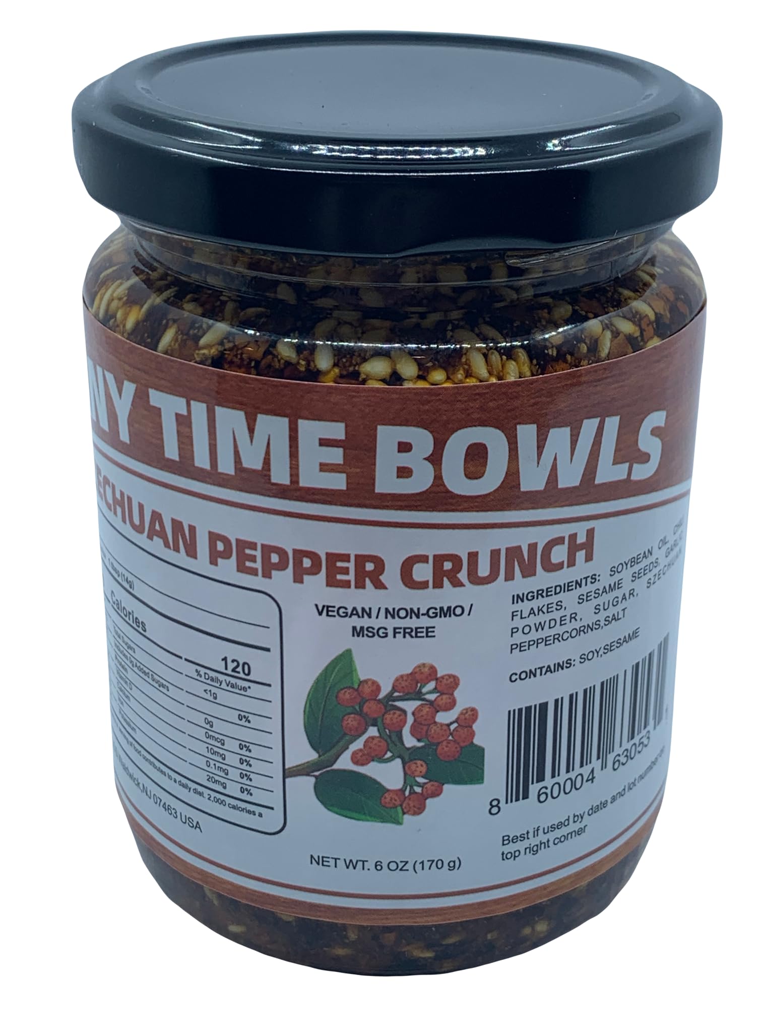 Any Time BowlsSzechuan Pepper Crunch, Chili Oil with Spicy Chili Crisp, 6 Ounces