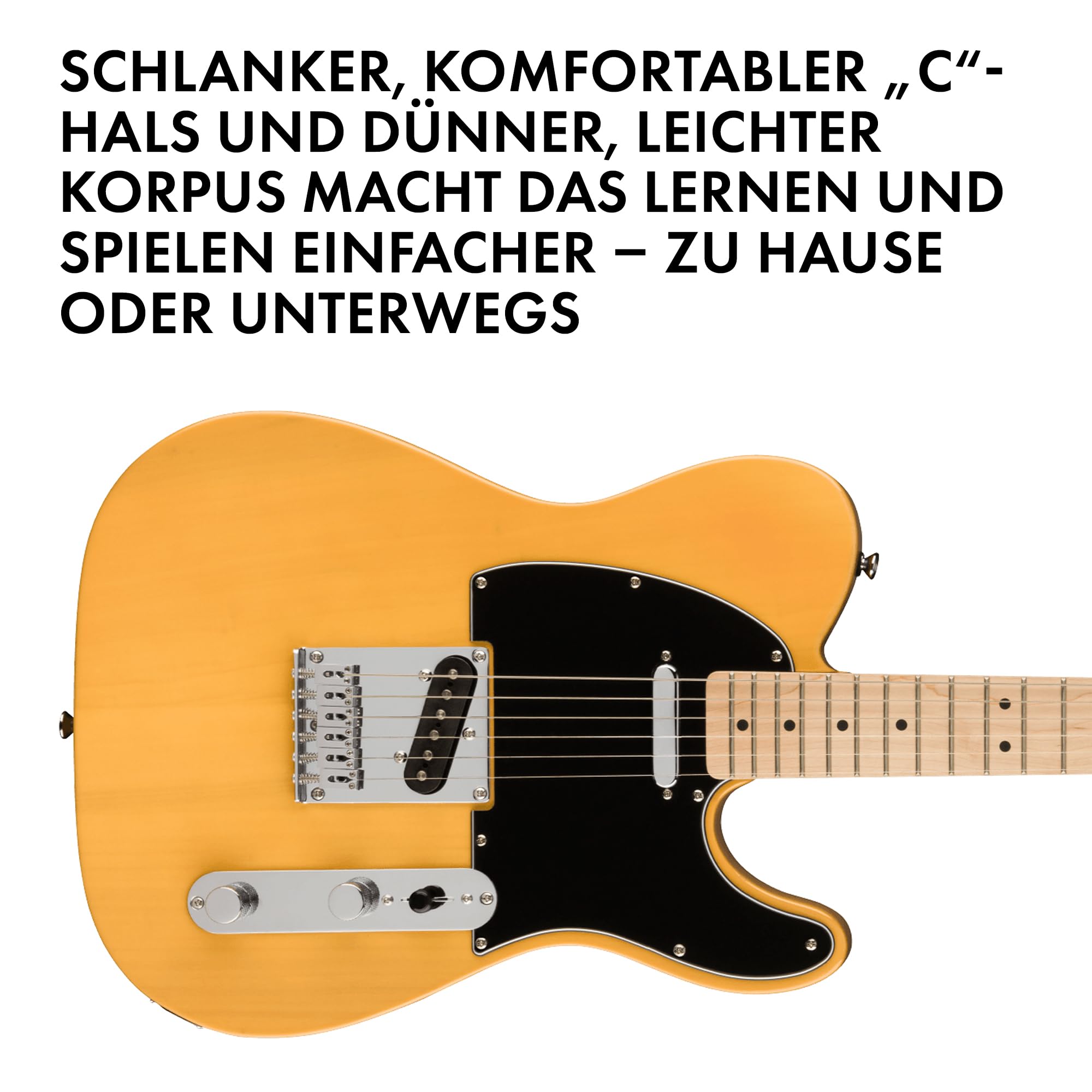 Squier by Fender Affinity Series Telecaster, E-Gitarre, Ahorngriffbrett, Butterscotch Blonde, Inklusive kostenloser virtueller Kurse auf Fender Play