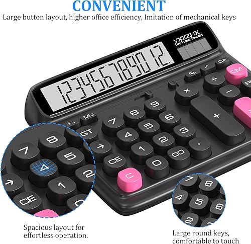 Miniatura 4 de Desktop Calculator with Extra Large 5-Inch LCD Display, 12-Digit Two Way Power Solar & Battery Office Calculator with Big Buttons for Business,