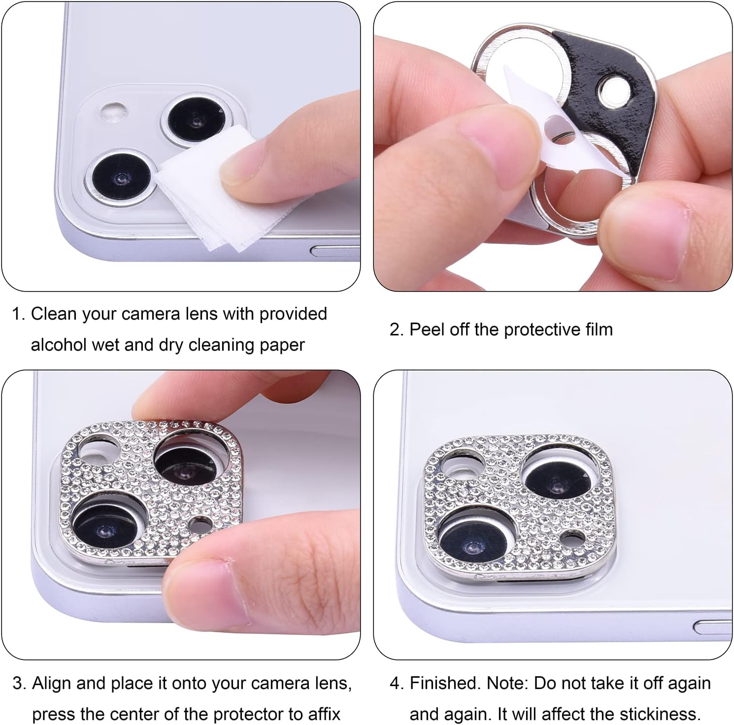 Wisdompro [2 Pack] Bling Camera Lens Protector for iPhone 13 6.1 inch, for iPhone 13 Mini 5.4 inch, Glitter Diamond Crystal Metal Lens Decoration Cover Accessories - Rose Gold and Silver