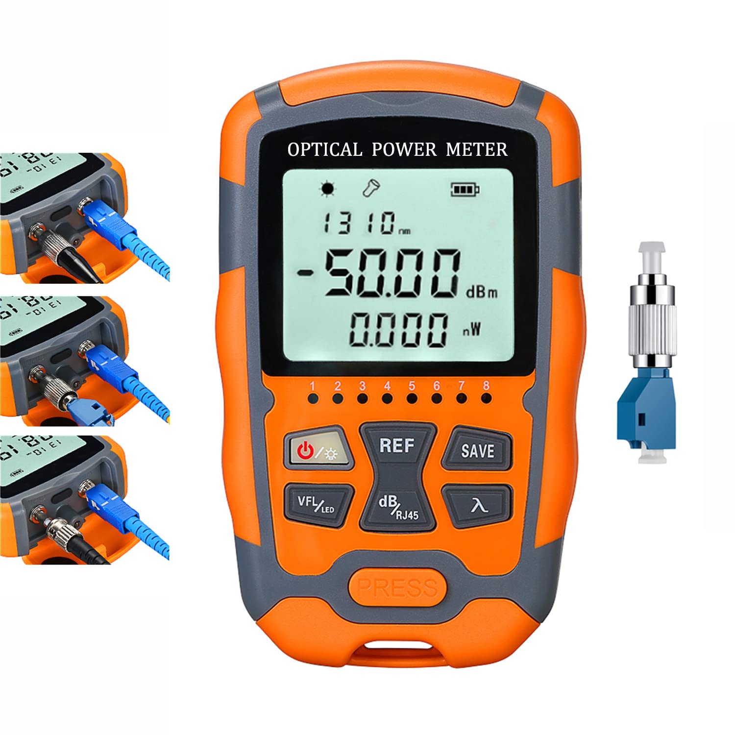 2-Pack Fiber Optic Tester Portable Fiber Light Power Meter -50~26dBm, SC/FC/ST Universal Interface Built-in 10Km Fault Detector with FC to LC Adapter