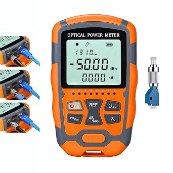 Fiber Optic Tester Portable Fiber Light Power Meter -5026dBm, SC/FC/ST Universal Interface Built-in 10Km Fault Detector with FC to LC Adapter