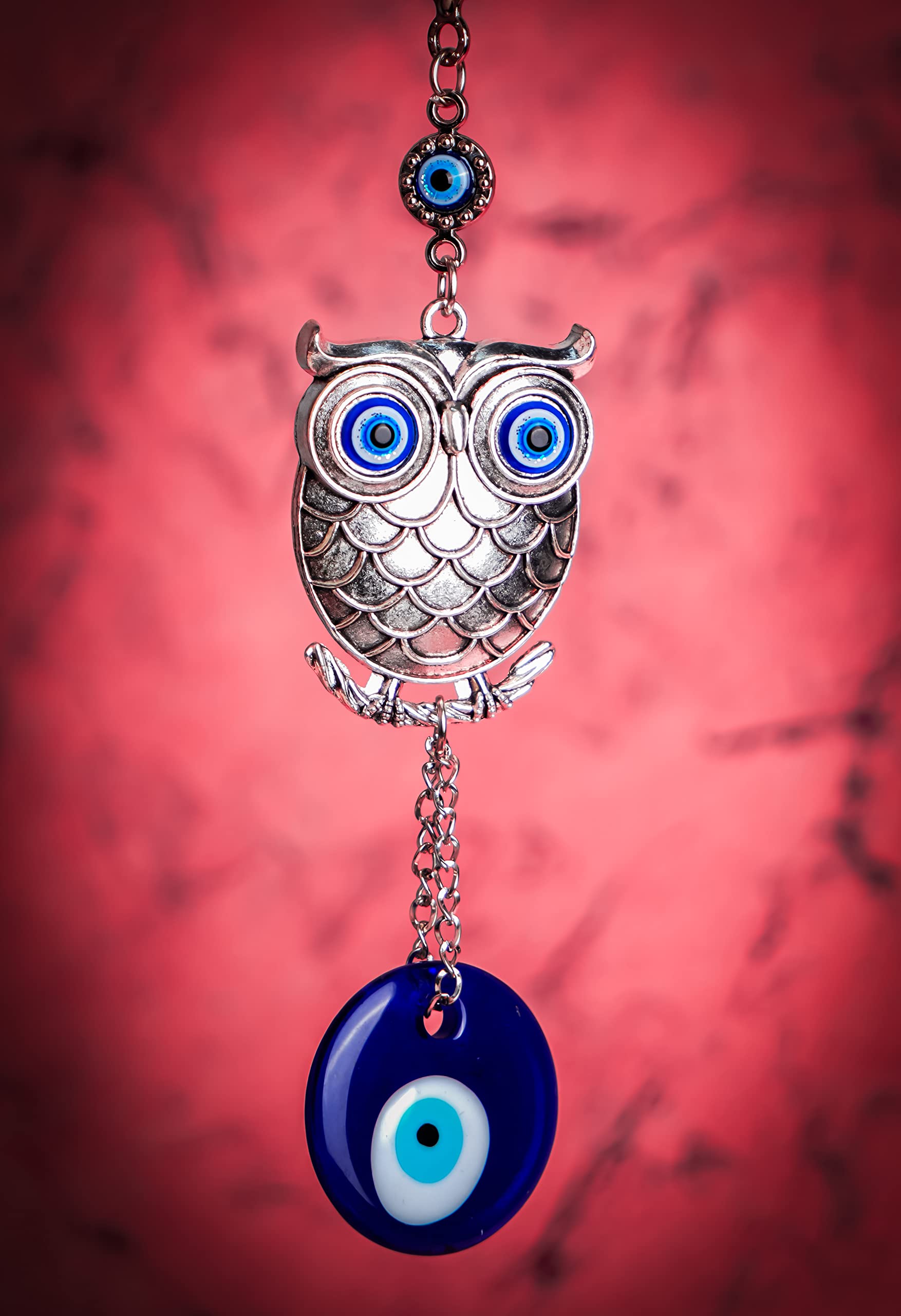 DT DECTONE Evil Eye Hanging for Car, Home Entrance Decoration, Blue Feng Shui Lucky Owl Nazar Battu for Home Protection, Good Luck Charm and Prosperity at Office & Home
