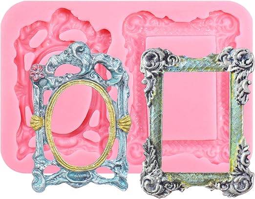 Funshowcase Sugarcraft 2 Mirror or Photo Frames or Picture Frame Candy Silicone Mold