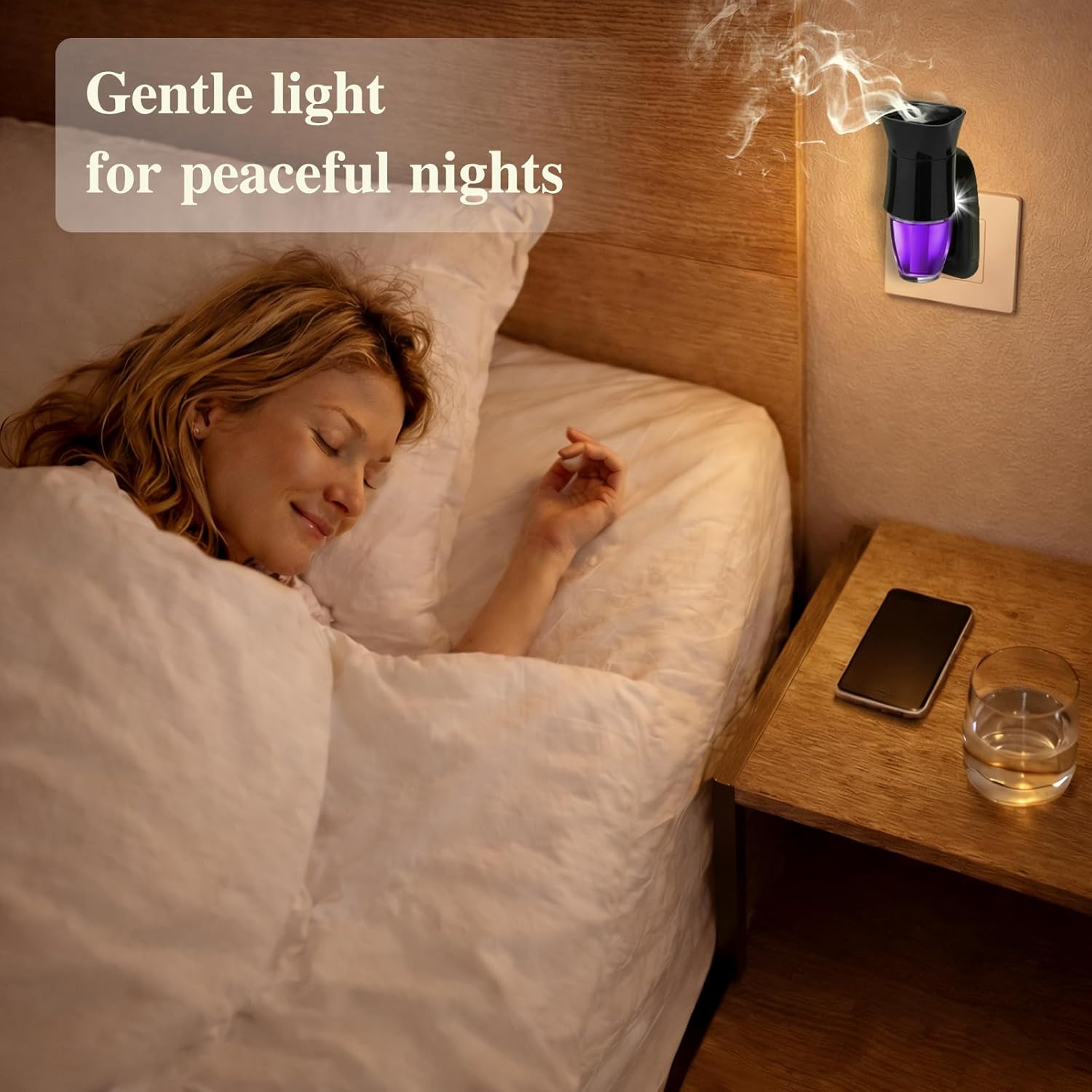 4 Pack Wall Fragrance Plug in with Night Light Compatible with Bath & Body Works Wallflowers, Plug in Aromatherapy Diffuser for Bedroom, Home Fragrance, Relaxing Atmosphere - Black