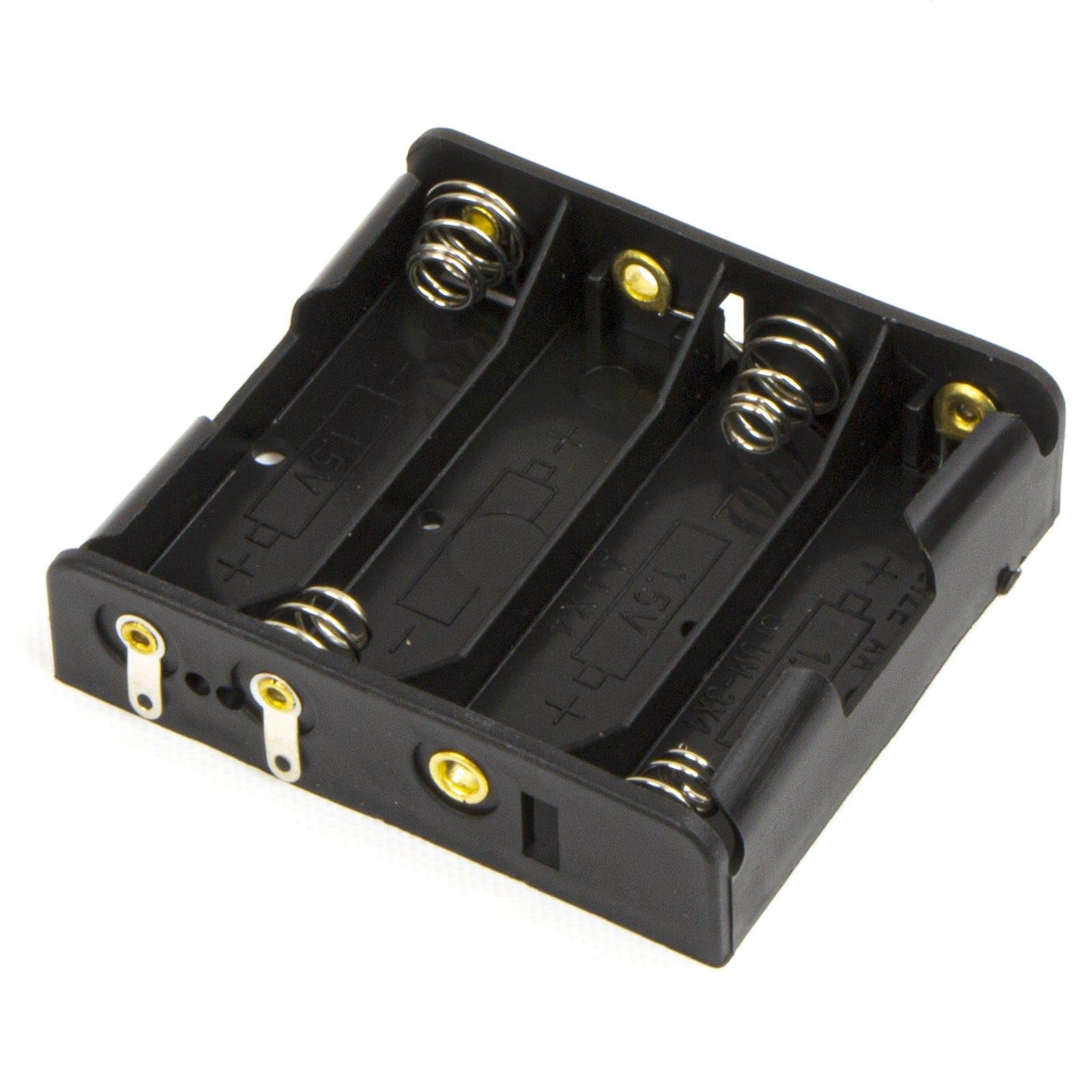 Kenable Black 4 X Aa Battery Holder Plastic Housing With Solder Terminals For Diy Electronics Projects And Battery Powered Devices