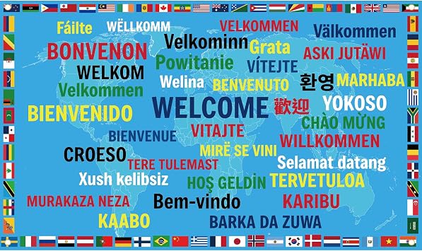 37 Languages International Flags Banner World Backdrop Multicultural Around The World Welcome Sign for Classroom Decorations Welcome Back to School Decorations Travel Hlleo World Flags Party Decor