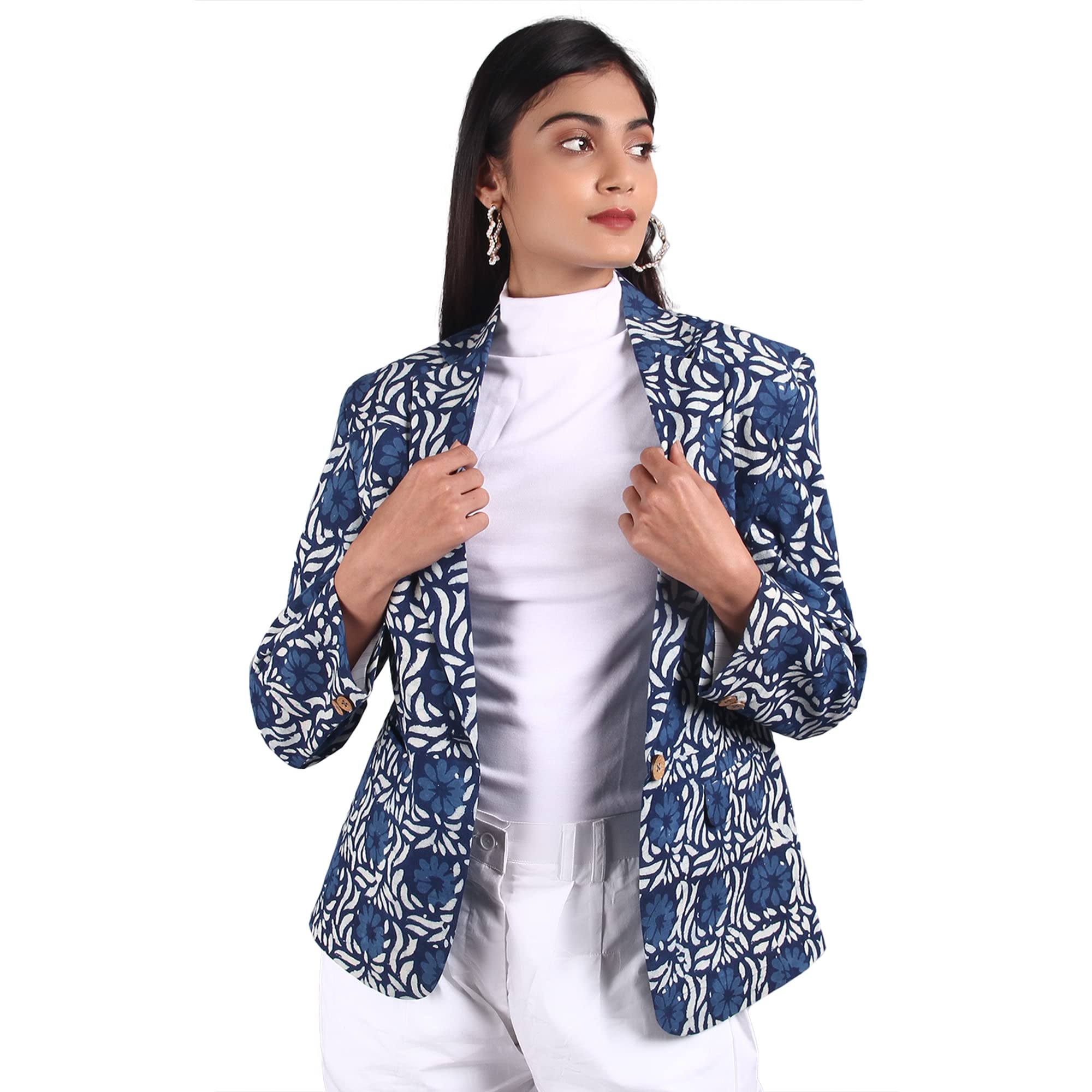 indophilia Women's Indigo Cotton Blazer-picture-14