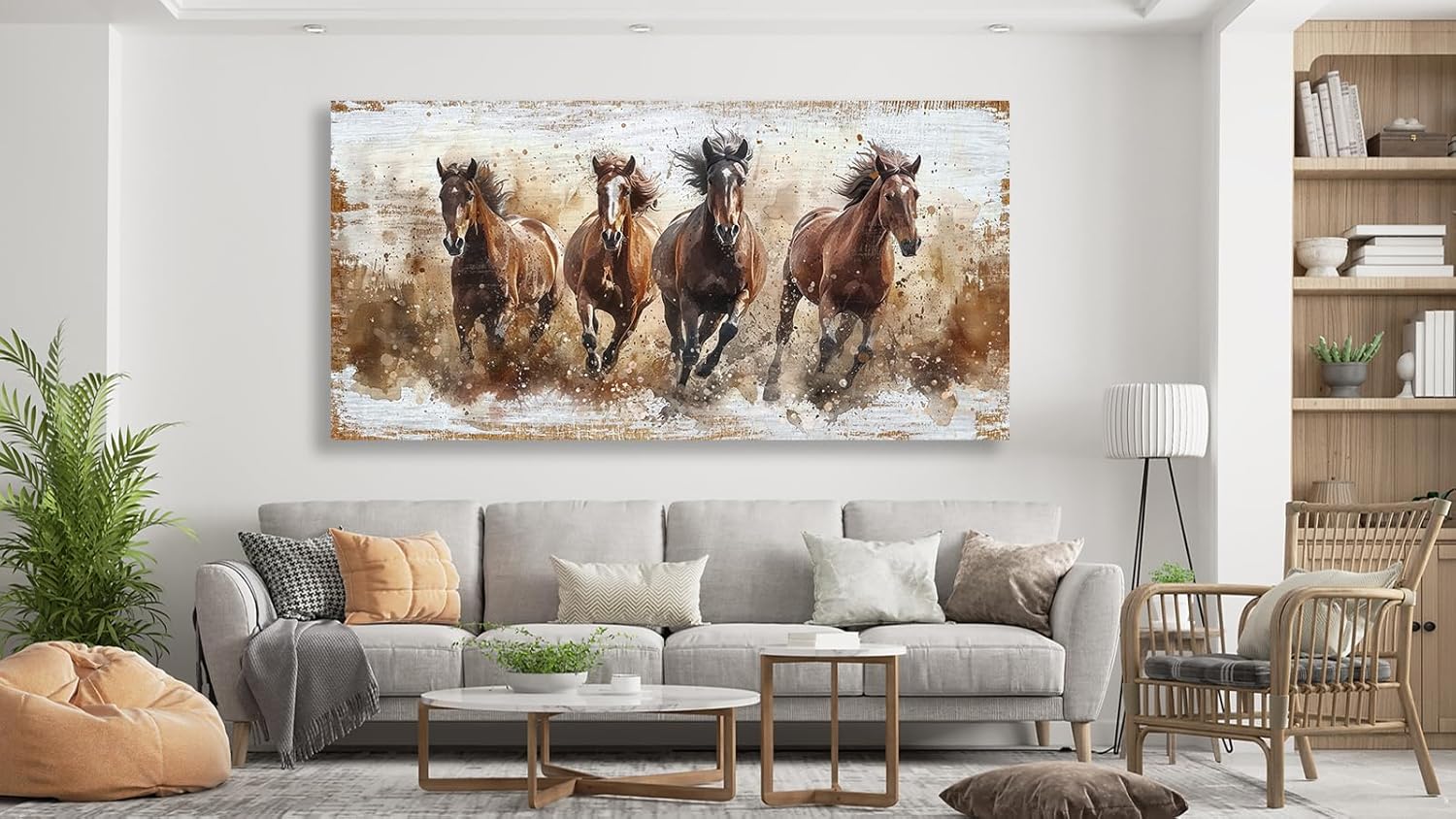 tigeridge Horses Canvas Wall Art - Brown Horse Pictures Animal Wall Decor Running Horses Painting Prints Artwork for Living Room Bedroom Home Office Wall Decorations 20" x 40" - Image 4
