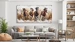 tigeridge Horses Canvas Wall Art - Brown Horse Pictures Animal Wall Decor Running Horses Painting Prints Artwork for Living Room Bedroom Home Office Wall Decorations 50X100CM