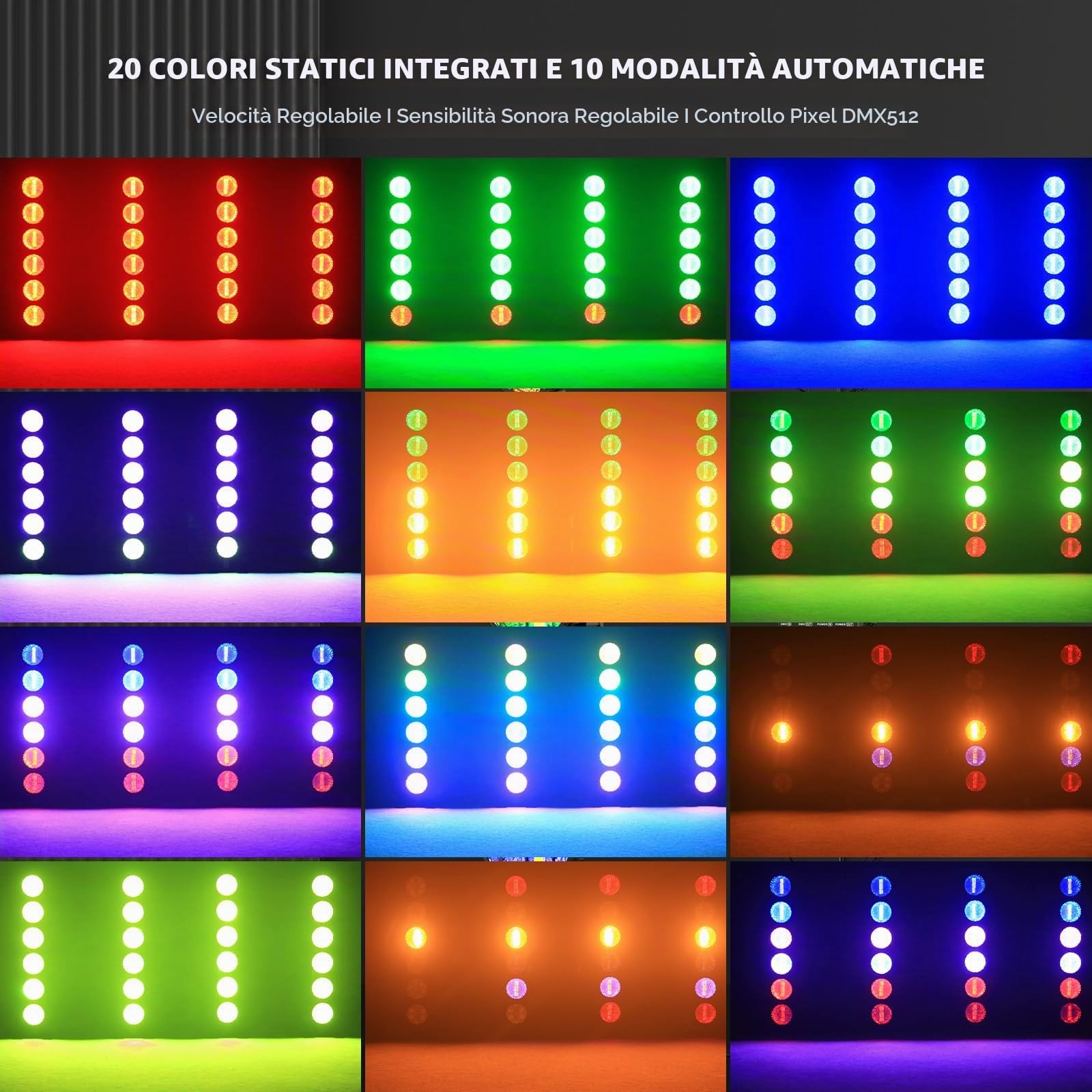 Par LED da 300W,RGBW Luce da Palco,6 COB Lineare Vintage Luci Par per DJ,DMX512 & RDM,Faretto RGB LED Illuminazione Discoteca per Feste Bar DJ Matrimonio Concerti Halloween Natale