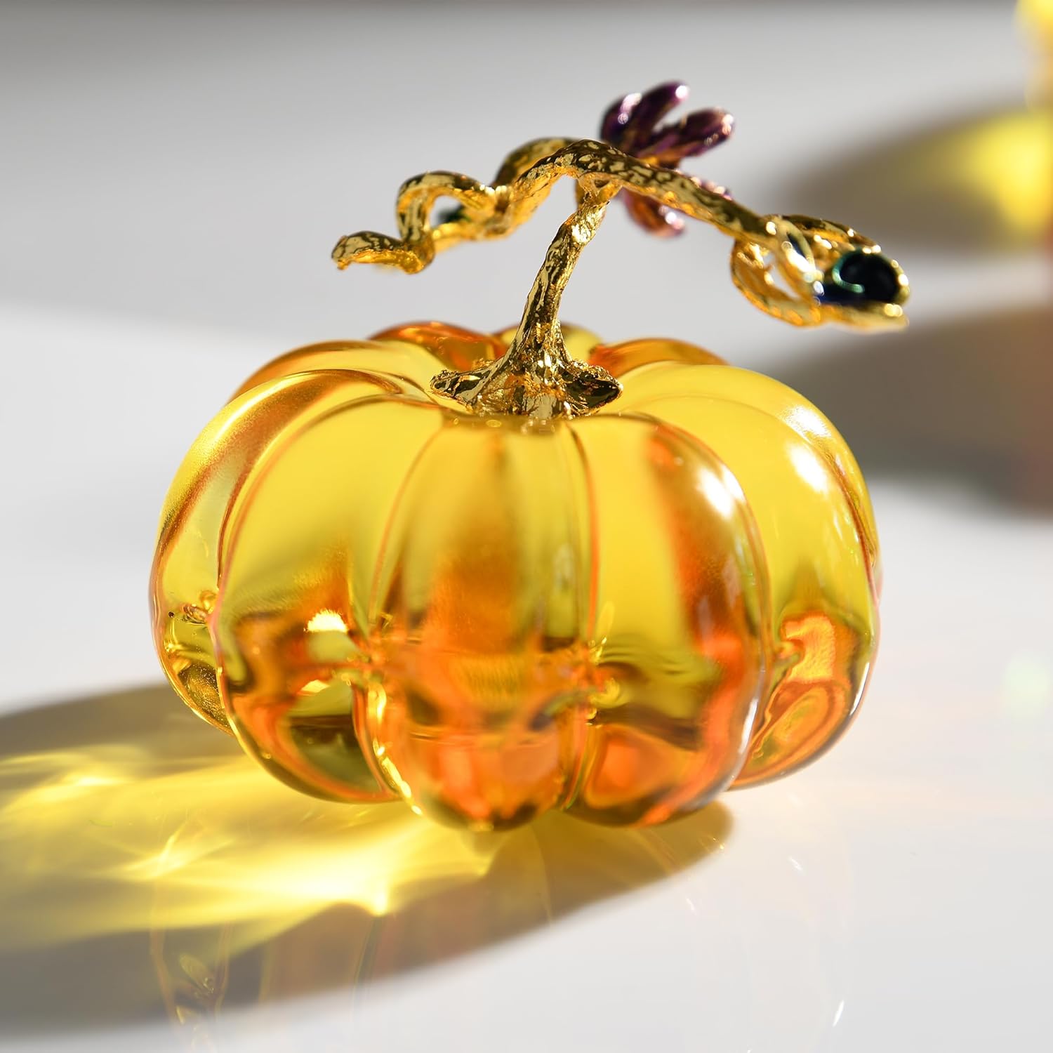 2.5" Glass Pumpkin Figurine Collectible Halloween Thanksgiving Glass Pumpkin Paperweight Fall Harvest Pumpkin Decorations for Home - Image 5