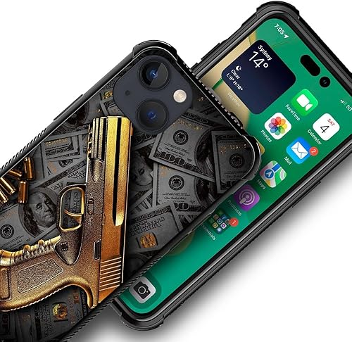 Miniatura 7 de CARLOCA Funda compatible con iPhone 14, fundas doradas de dinero de Estados Unidos para iPhone 14, ultra protección, a prueba de golpes, de silicona