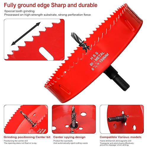 Vista 182 de Sierra perforadora de 2 3/4" (70 mm) para madera y plástico, broca de núcleo de cortador de agujeros bimetálico HSS para paneles de yeso, tableros