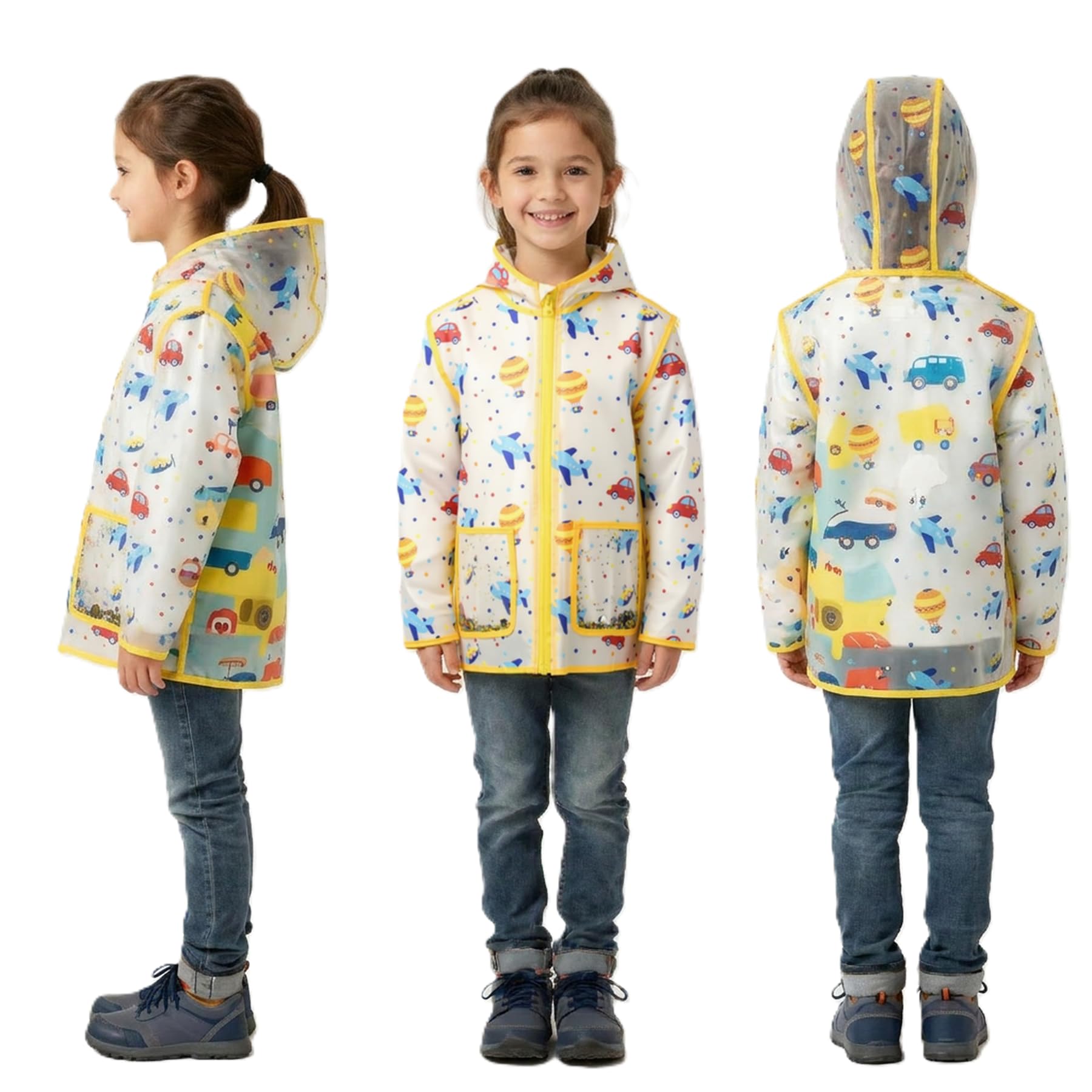 A2Z 4 Kids Girls Raincoat EVA Transparent - Raincoat 627 Yellow 7-8