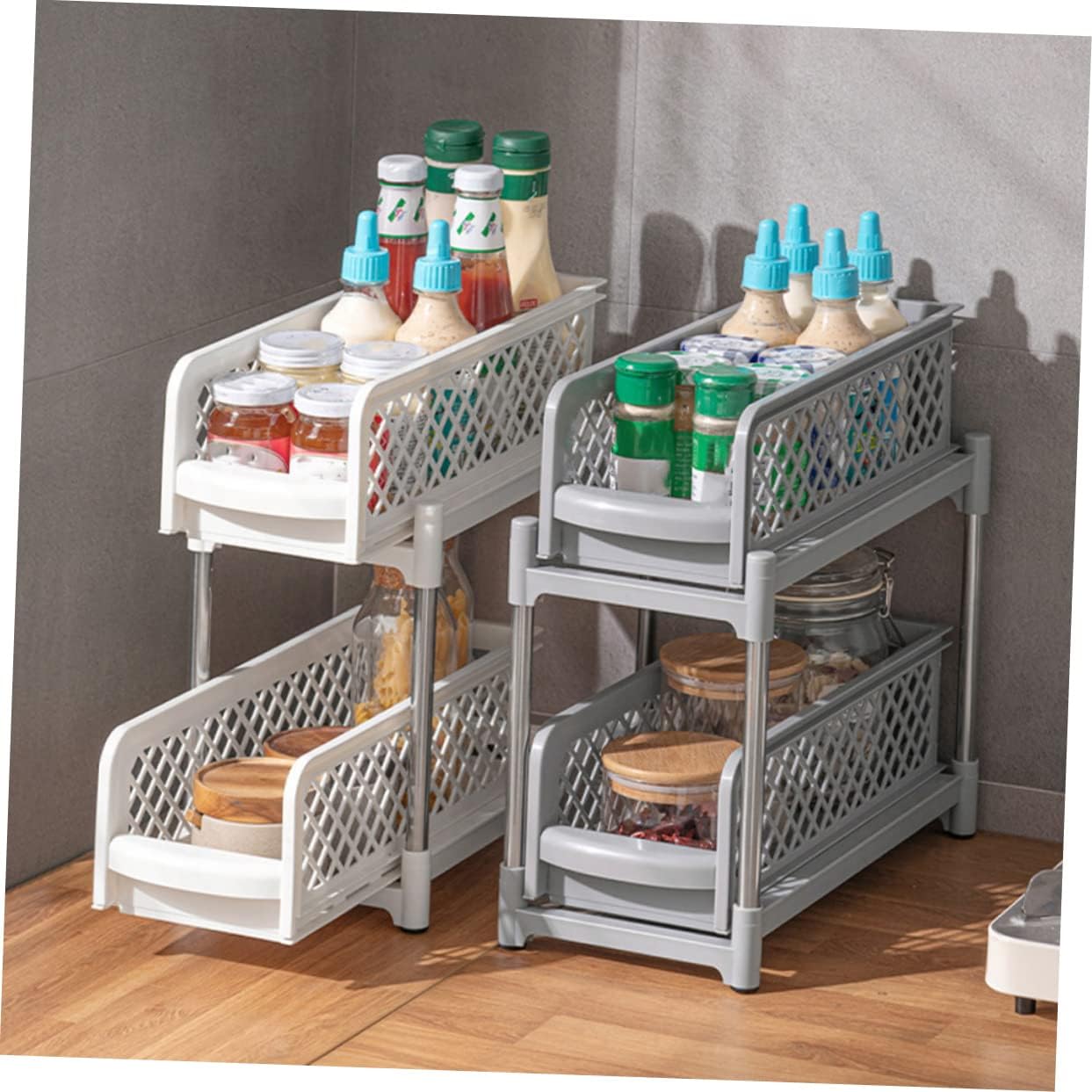 Convenient Dual Seasoning Rack for Kitchen Professional Bathroom Shelf Stable Design for Easy Organization and Storage for Makeup and Kitchen Supplies