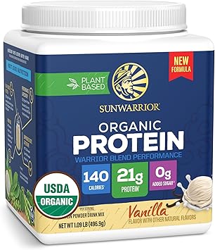 Sunwarrior Organic Vanilla Warrior Blend Performance Protein, 17.44 OZ