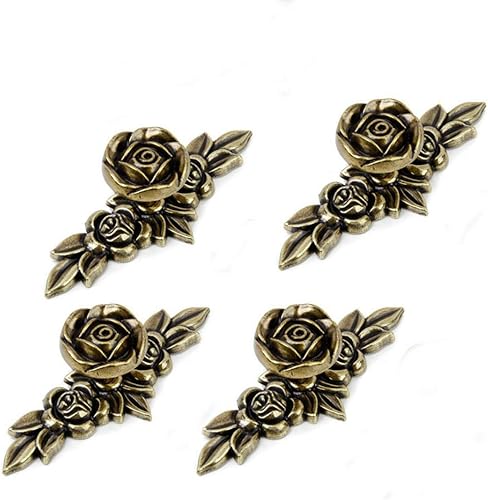 Pomos antiguos de color rosa europeo con placa posterior, manijas de cajón de aleación de zinc de aleación de zinc para tocador, mesita de noche,