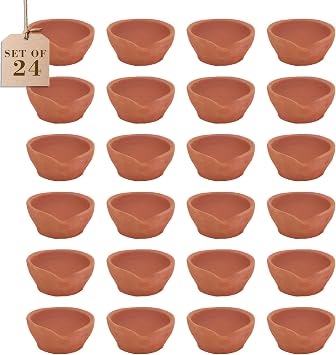 (Diya) Traditional Handmade Plain Earthen Clay (Mitti) Diya for Diwali, Navratri, Diwali Decor, Home Decoration, Eco-Friendly | Traditional Homemade Diyas Tealight