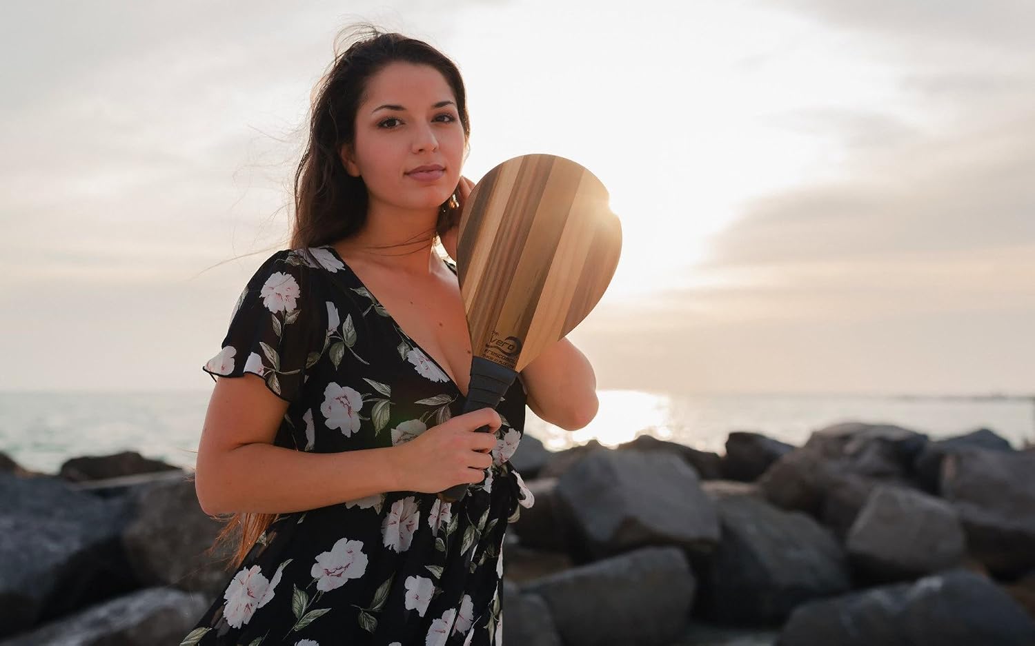 Lоwеѕt Prісе Vero Frescobol American Exotic Purple Poplar Solid Wood Frescobol Beach Paddles, Official Ball, Beach Tote-Bag, USA