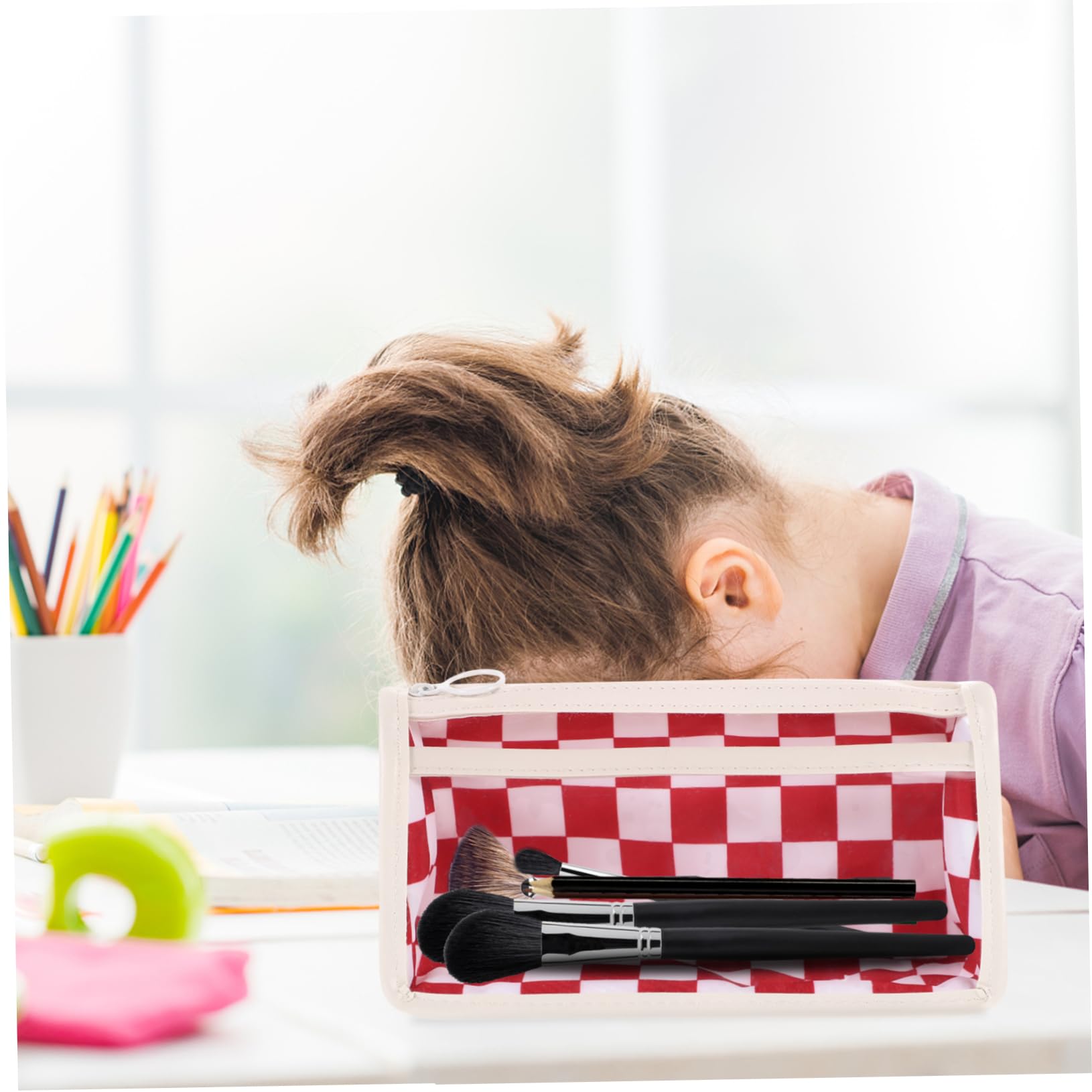 EXCEART 4piezas Estuche De Lápices Grande y Decorativo Organizador De Bolígrafos Versátil Bolsa De Papelería para Estudiantes y Uso Escolar Diseño Cuadros
