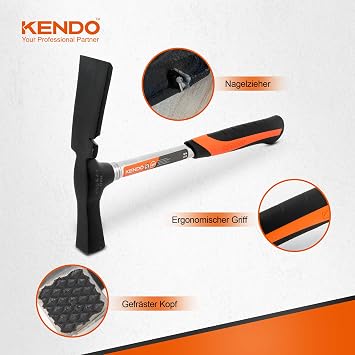 KENDO Bricklayer's Hammer 600 g Berlin Shape Length 325 mm 2 Component Handle