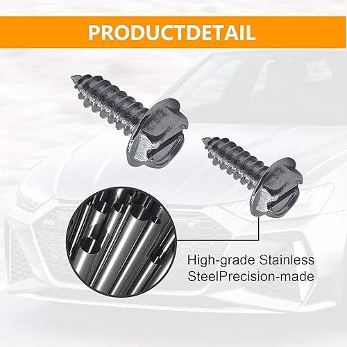 Miniatura 6 de Hawyet Juego de 4 tornillos para matrícula de automóvil, de acero inoxidable, impermeables, para marcos de matrícula, sujetadores, kit de tornillos