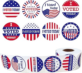 500PCS I Voted Today Stickers 1.5Inch Round Patriotic Stickers Circle Red White Blue Stripe Star Label Roll Celebrate Voter Engagement Election Day Campaigns Voting Supplies (I Vote)
