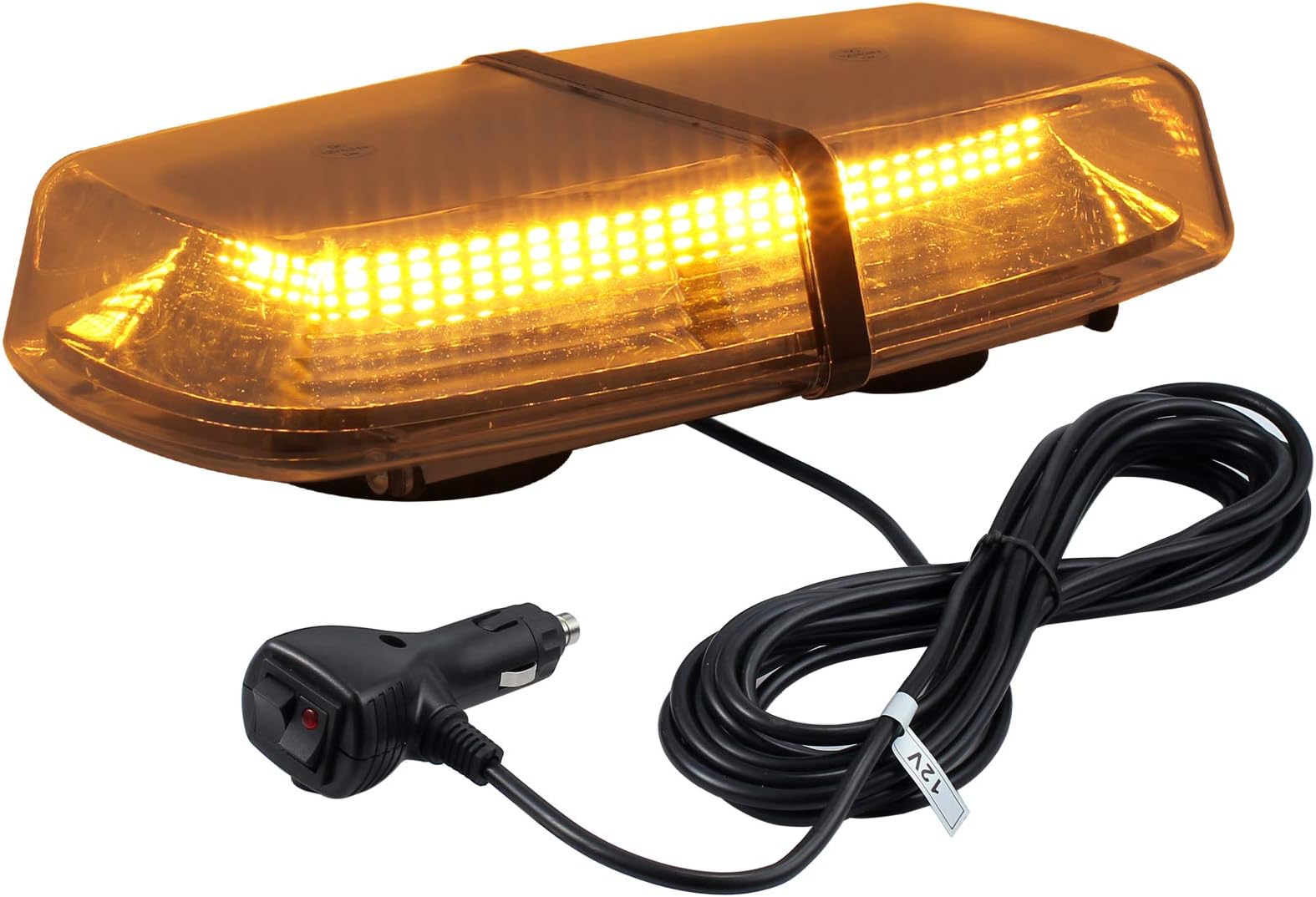 PROZOR Flashing Beacon Lights 72 LEDs 8 Flash Modes Magnetic Amber Strobe Lights IP65 Waterproof with Double Switch 5m/16.4ft Cable Recovery Lights for 12V/24V Car Truck Trailer