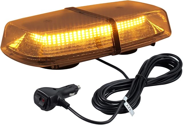 PROZOR Car Roof Light 12V/24V 72 LED Waterproof Strobe Warning Light with Double Switch 5M Cigarette Lighter Cable 8 Flash Modes Amber Emergency Light Vehicle Roof LED Light for Cars Truck SUV