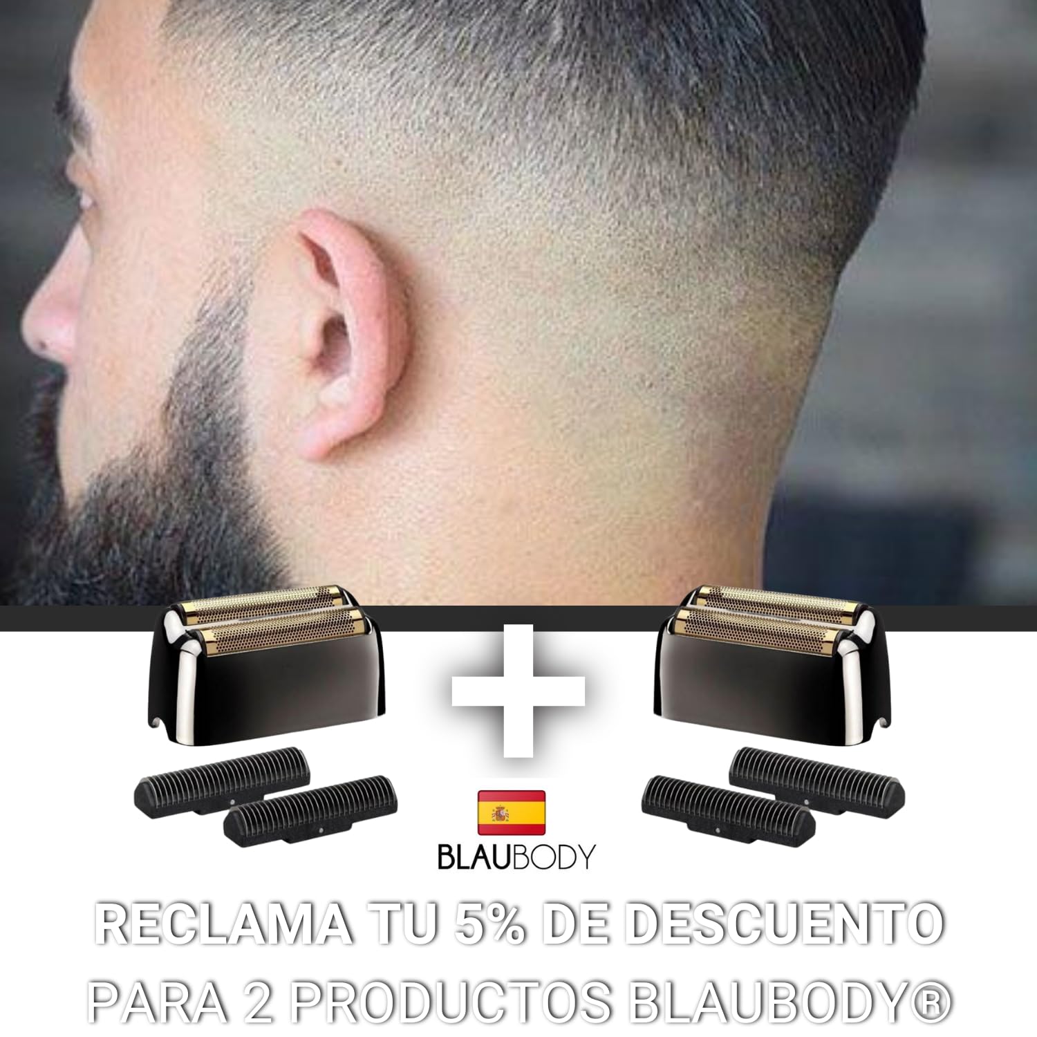 Cabezal de Repuesto x1 Compatible Con Afeitadora Profesional Babyliss Shaver Pro Dual Fxfs2/fxfs2g Repuestos de Peluquería Afeitado de Pelo de Hombre Barba - Cuchilla de Repuesto Para Maquina Barberia