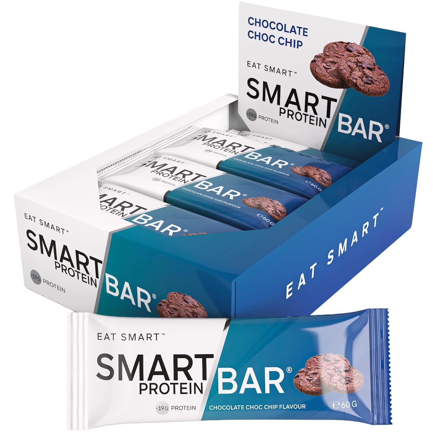 Smart Bars Protein Bar - Chocolate Choc Chip, 12 x 60 g | 18.6 g High Protein Snack, Keto Friendly, Nutritional, Low-Carb, Low Sugar