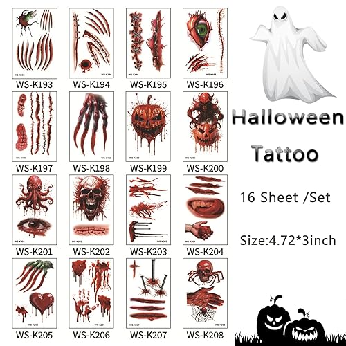 Miniatura 5 de Tatuajes temporales de Halloween para cicatrices de Halloween, broma de Halloween, tatuajes, tatuajes de cicatrices falsas, calcomanías de puntada