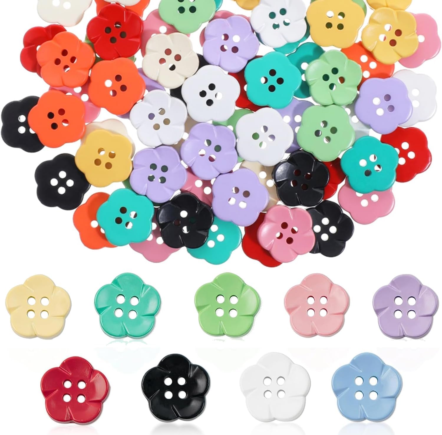 126PCS Flower Button for Craft, Buttons for Clothes